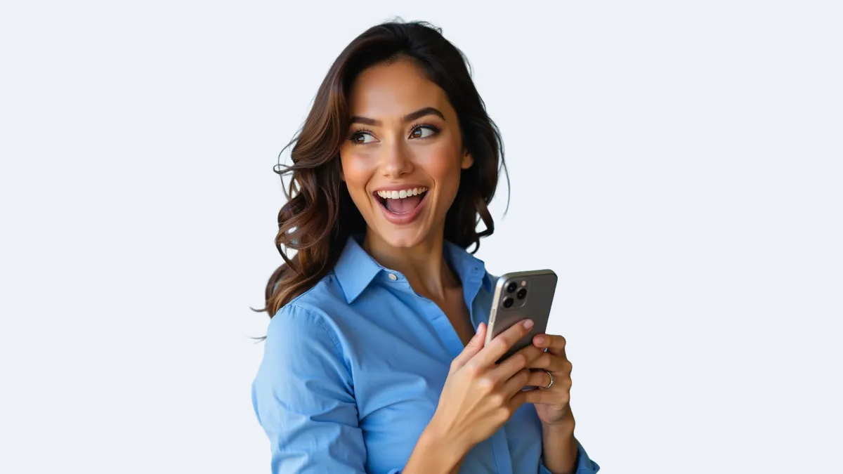Mulher olhando para o lado com o celular na mão, ilustração sobre segurança da sessão na TopX